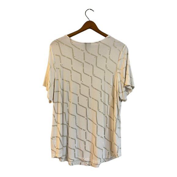 JM Collection Plus Size 2X T Shirt Short Sleeves White Gold - Picture 2 of 5